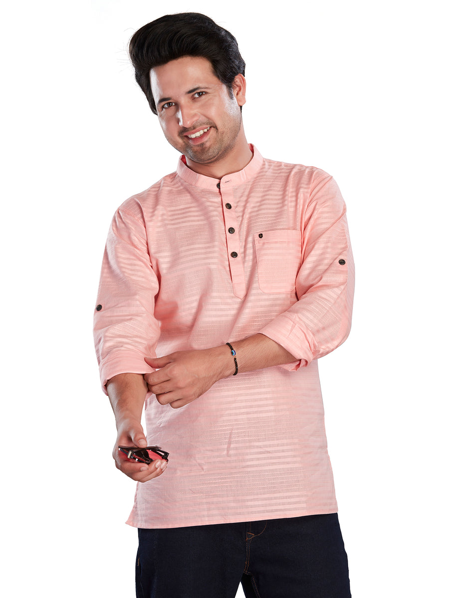 White Pink Organic Cotton Short Kurta